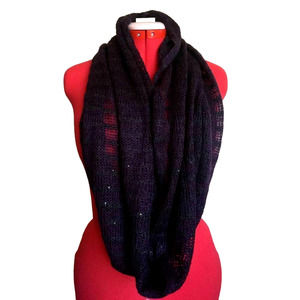 D&Y Deep Plum Purple Knit Soft Sparkly Sequined Loop Infinity Scarf Wrap